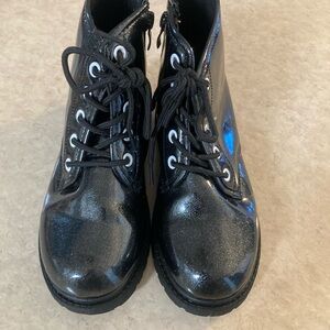 Kids Black Glitter Boots